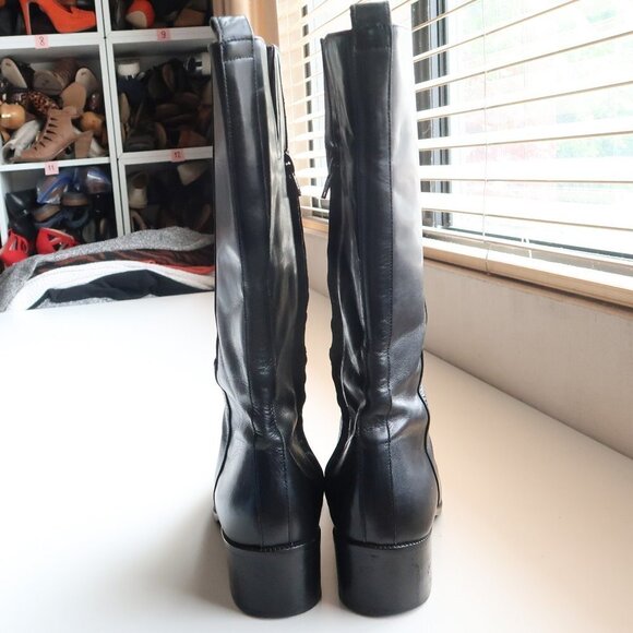 Bandolino Calabash Black Leather Half Calf Block Heel Boots Size 10 - Picture 5 of 15